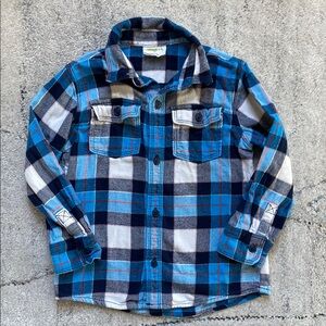 Turquoise and White Cotton Flannel Shirt